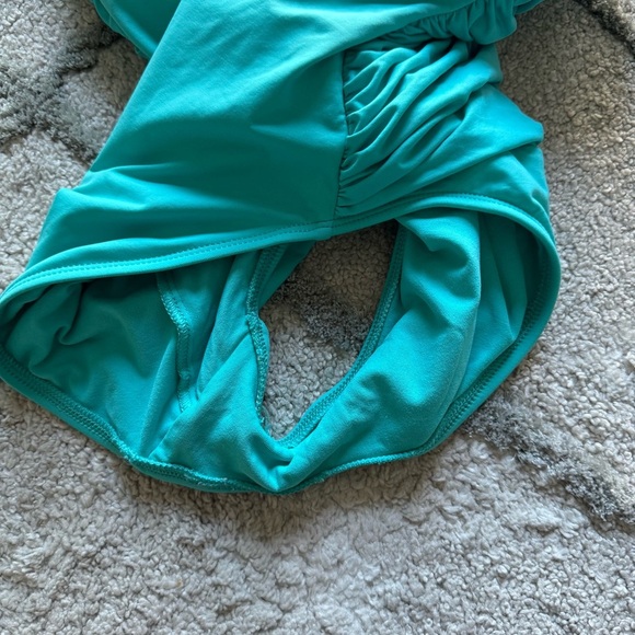 La Blanca one piece bathing suit blue teal Ruched Halter Strapless Swim Suit 14 - Picture 2 of 9